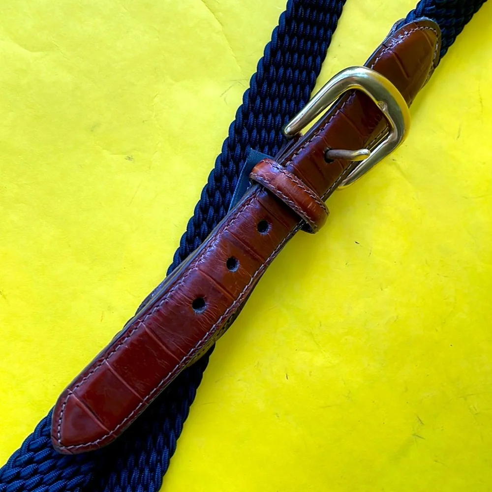 Vintage navy blue/gold with leather Brighton stretchy belt